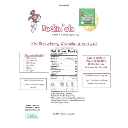 Rockinola Strawberry Granola 2 oz. Snack 56g, PK125 8004117